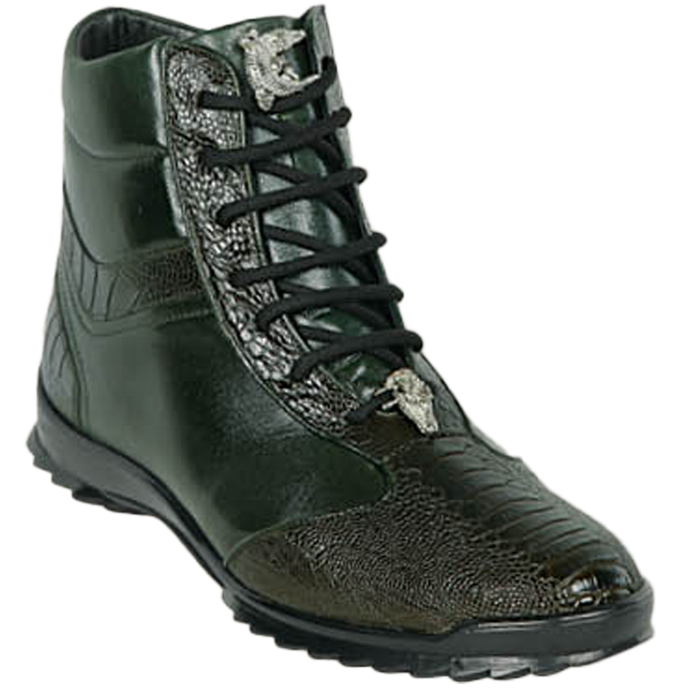 Los Altos Ostrich Leg High Top Sneakers Olive Green Image