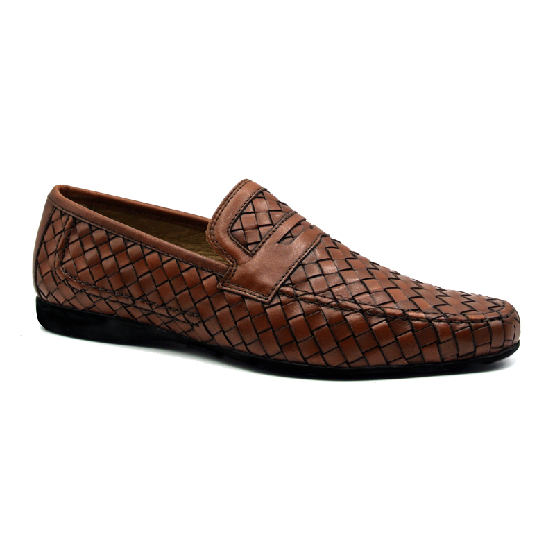 Zelli Domenico Woven Penny Loafers Brown Image