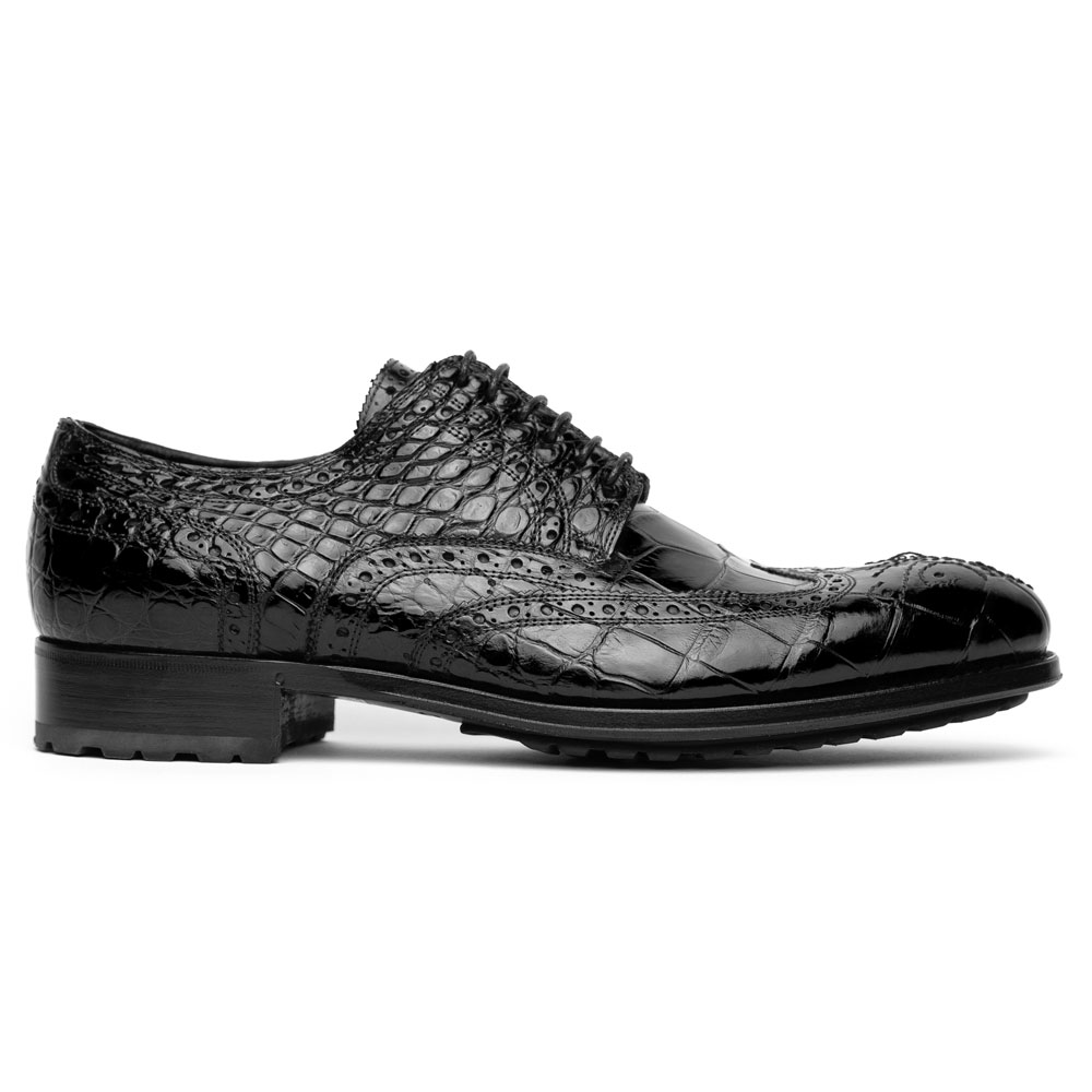 Caporicci 3318 Alligator Wingtip Shoes Black Image