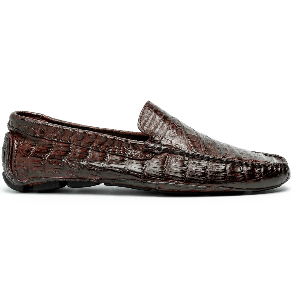 Calzoleria Toscana 4551 Crocodile Driving Shoes Dark Brown