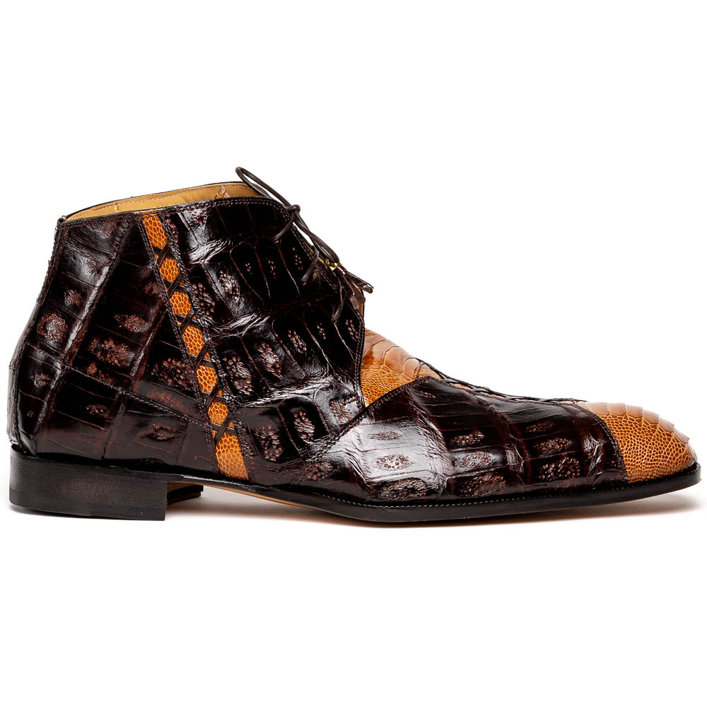Mauri Harlem 4926 Ostrich Leg & Baby Croc Boots Corn / Sp Rust (Special Order) Image