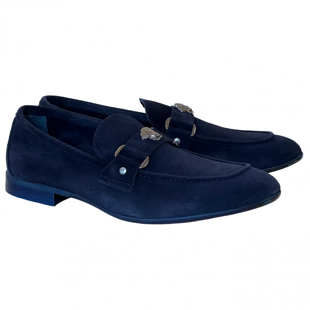 Corrente 5229 Suede Ornament Loafer Navy Image