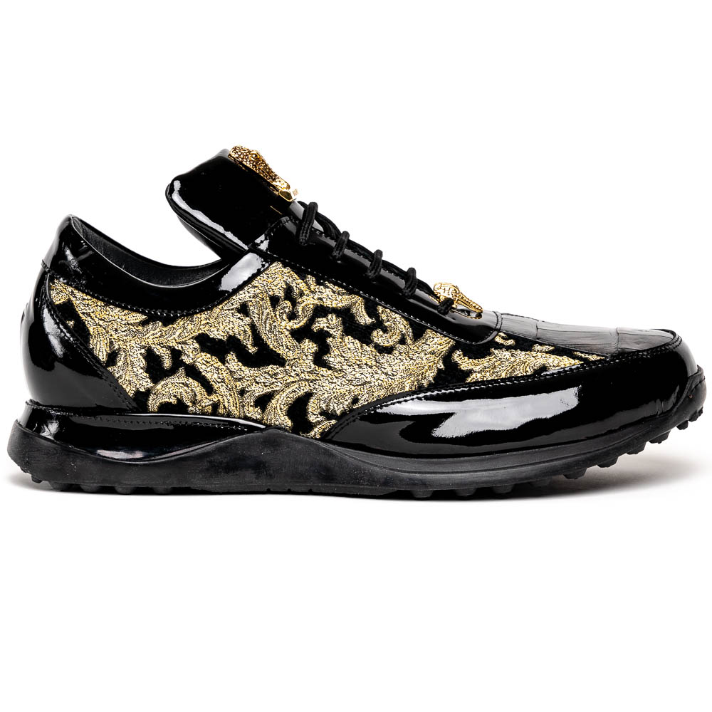Mauri 8514 Patent / Baby Croc & Didier Fabric Sneakers Black / Gold Image