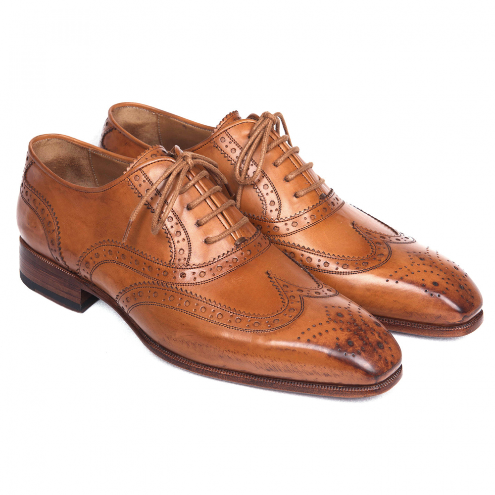 Paul Parkman leather Wingtip Oxfords Shoes Cognac Image