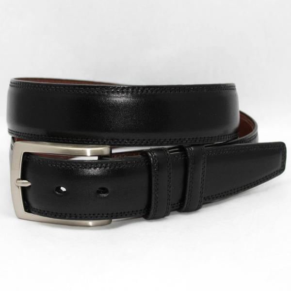 Torino Leather Big & Tall Burnished Veal Belt - Black Image