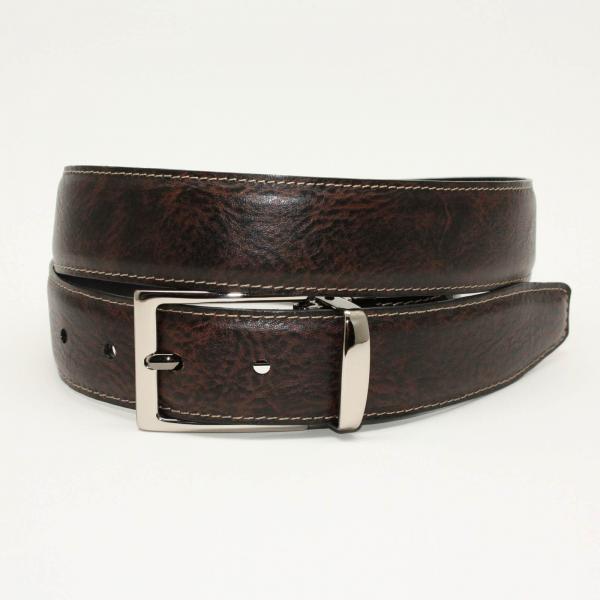 Torino Leather Calfskin Reversible Belt  Swivel Buckle - Black/Brown Image