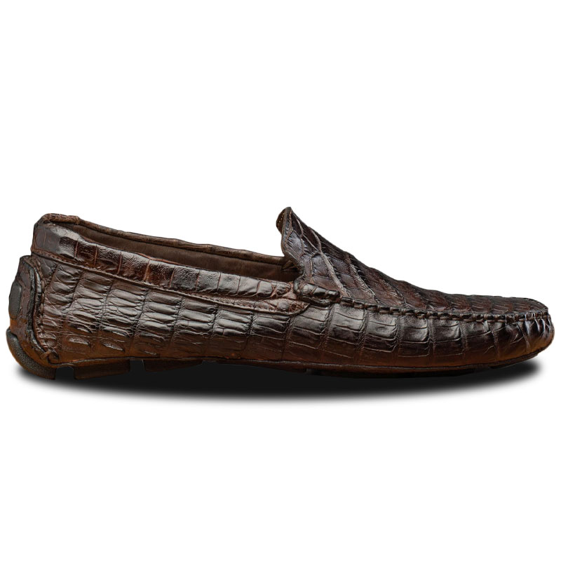 Calzoleria Toscana 4551 Crocodile Driving Shoes Dark Brown Image