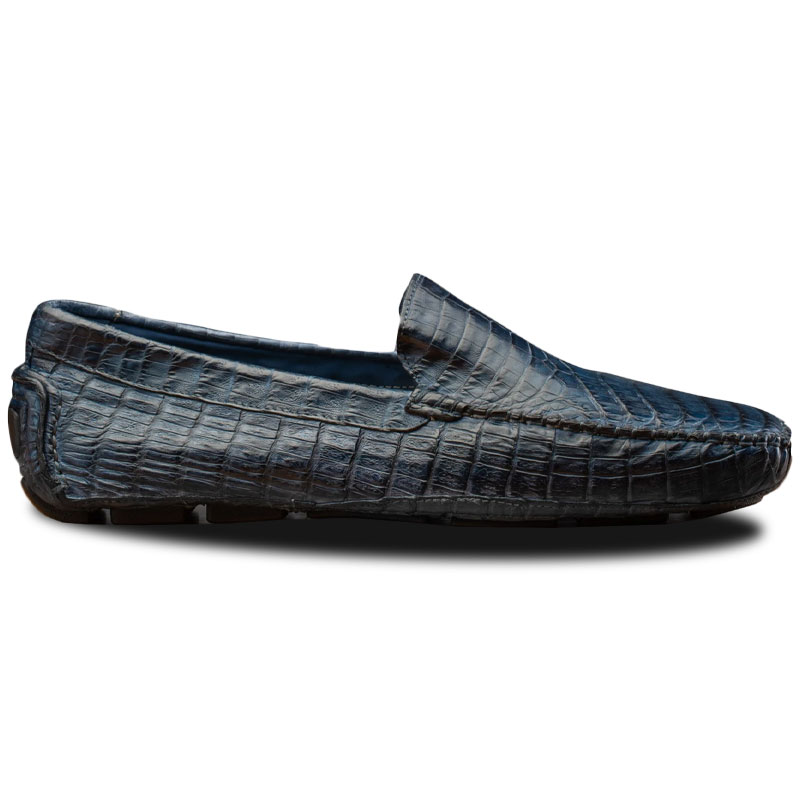 Calzoleria Toscana 4551 Crocodile Driving Shoes Denim Image