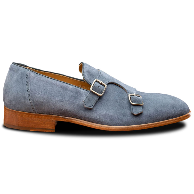 Calzoleria Toscana Z893 Double Monk Strap Shoes Jean Blue Image