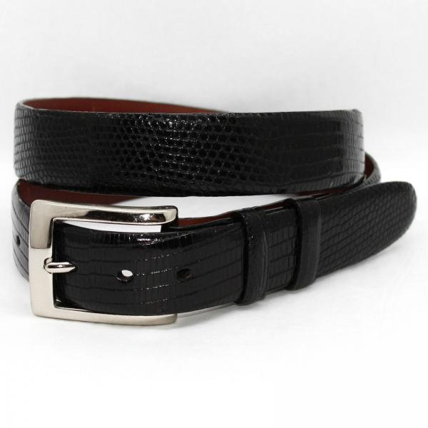 Torino Leather Genuine Lizard 30mm Belt - Black Image