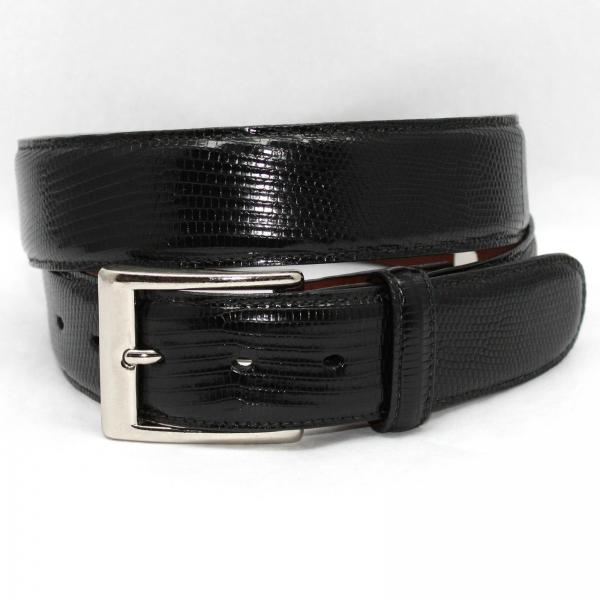 Torino Leather Big & Tall Genuine Lizard Belt - Black Image