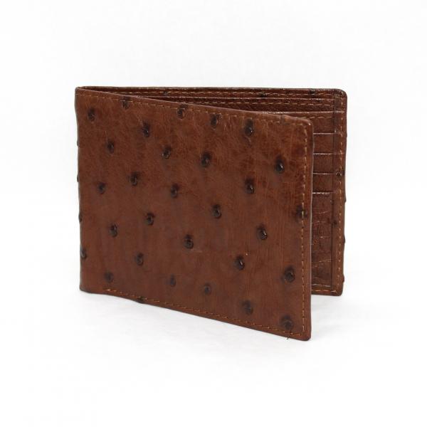 Torino Leather Genuine Ostrich Billfold Wallet - Brown Image