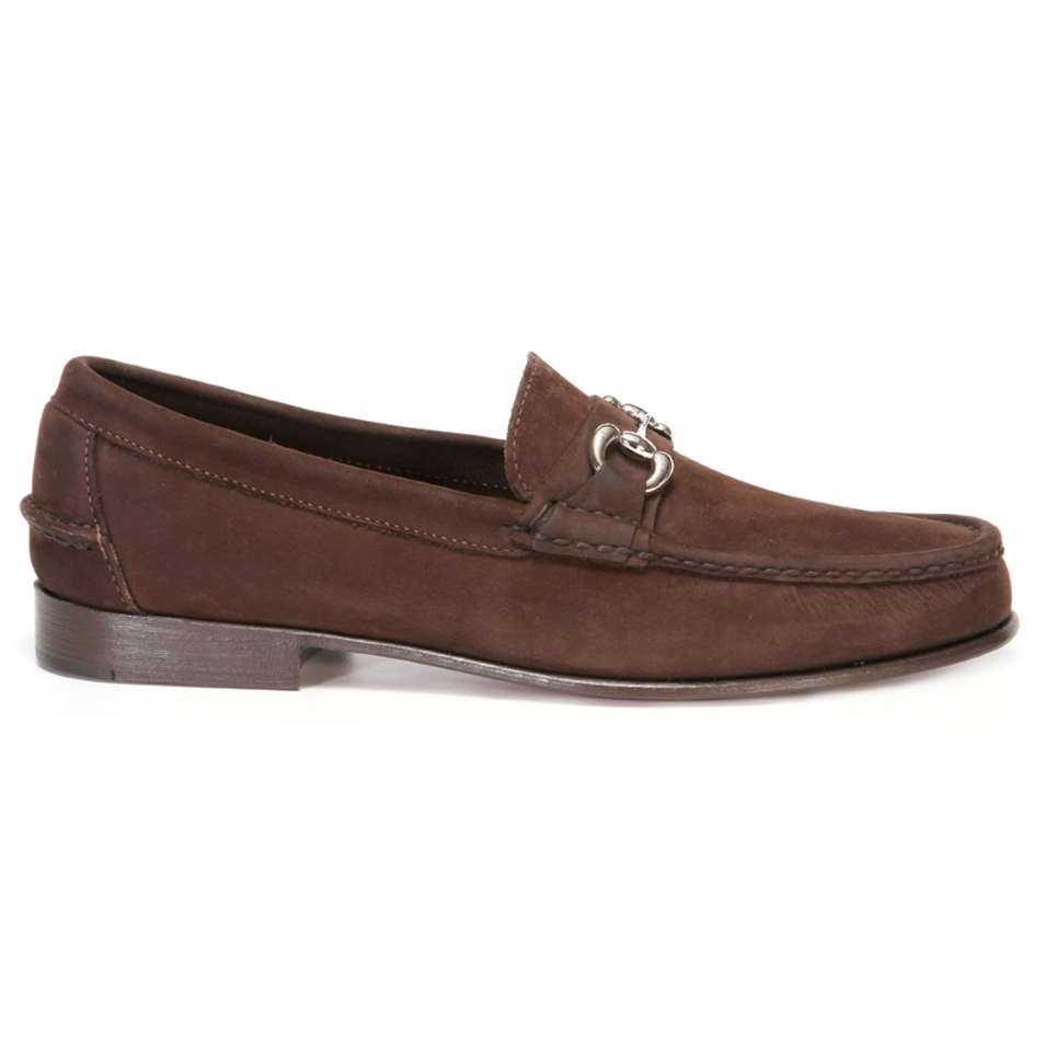 Handsewn Shoe Co. Nubuck Bit Loafers Dark Brown Image