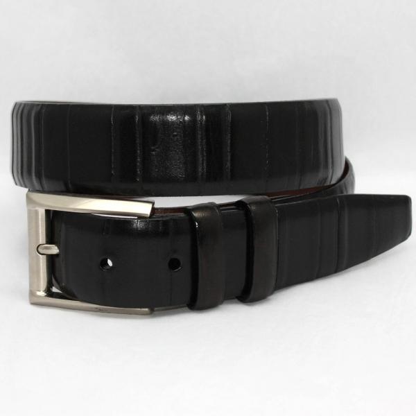 Torino Leather Italian Ribbed Calf Belt - Black Image