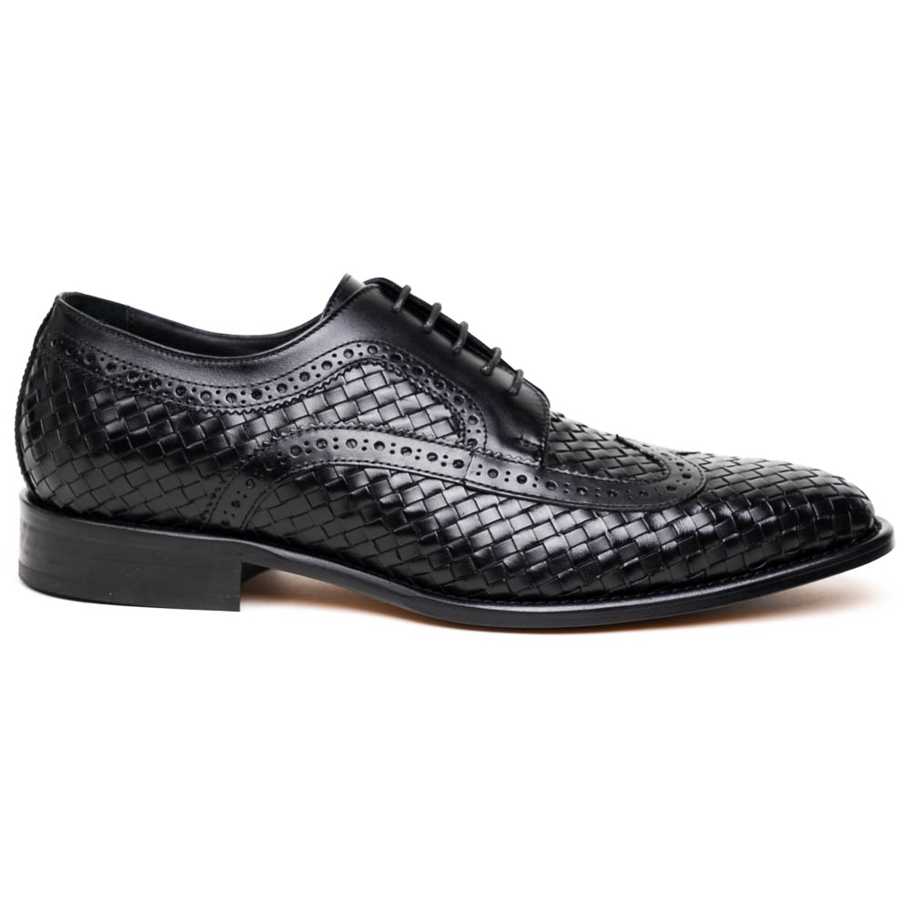 Calzoleria Toscana Q979 Woven Wingtip Lace Up Shoes Black Image