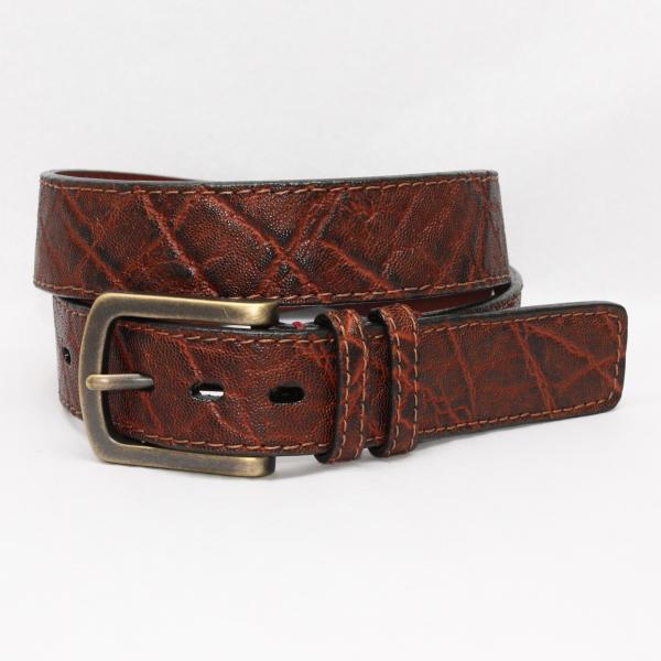 Torino Leather Vintage African Elephant Belt - Bark Image