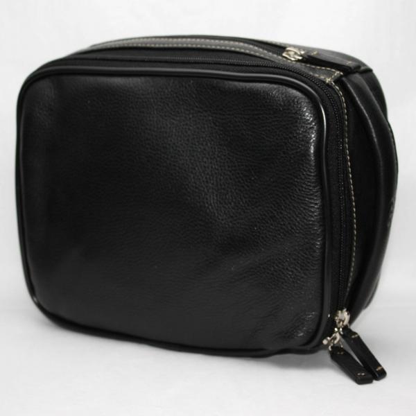 Torino Leather Zip Travel Kit in Tumbled Leather - Black Image