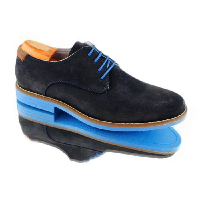 Alan Payne Buckaroo Suede Lace Up Shoes Black / Blue Sole