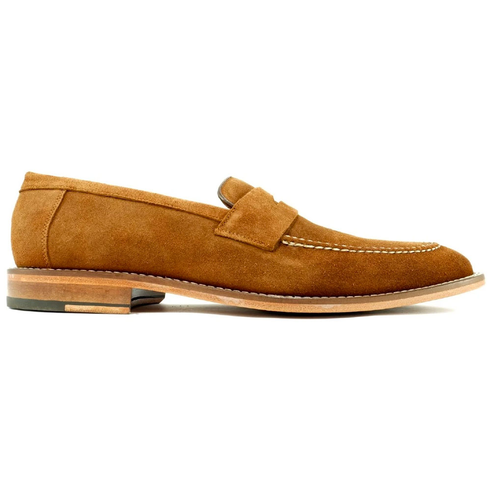 Alan Payne Brockton Suede Penny Loafers Tobacco Image