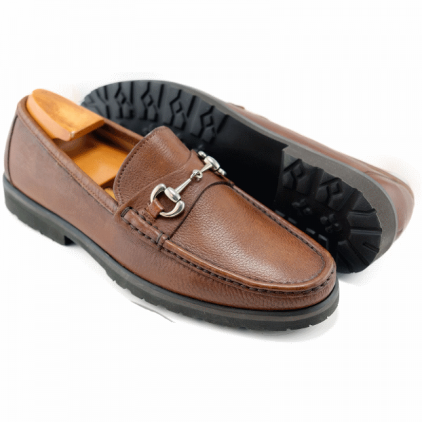 Alan Payne Walker Tumbled Leather Bit Loafers Almond Image