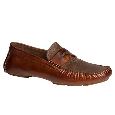 Bacco Bucci Albatros Calfskin & Suede Driving Shoes Brown Image