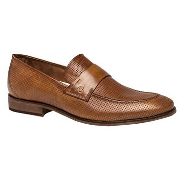 Bacco Bucci Bardelli Perforated Strap Loafers Tan Image