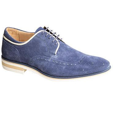 Bacco Bucci Conti Suede Wingtip Shoes Blue Image