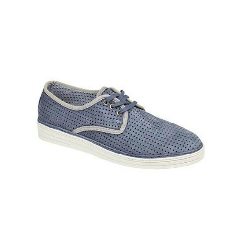 Bacco Bucci Tola Perforated Suede Shoes Blue Image