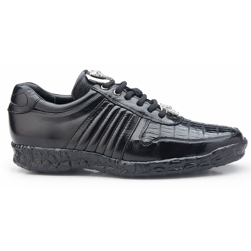 Belvedere Astor Calfskin & Crocodile Sneakers Black Image