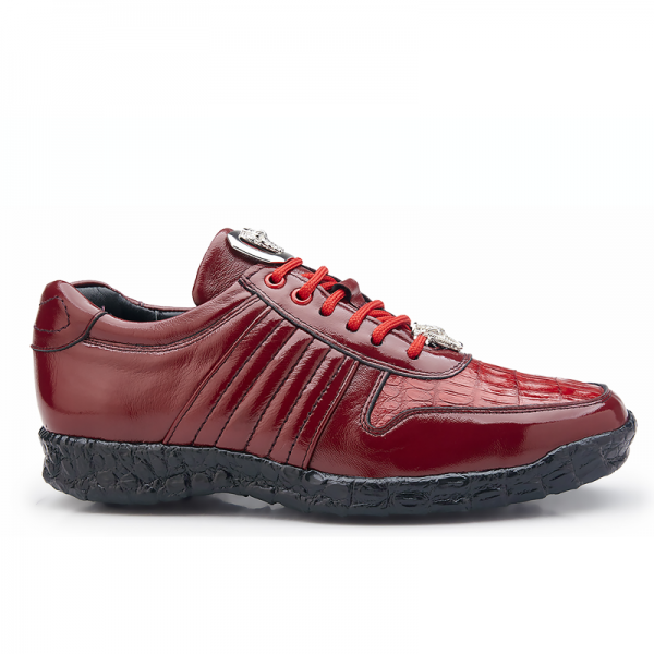 Belvedere Astor Calfskin & Crocodile Sneakers Red