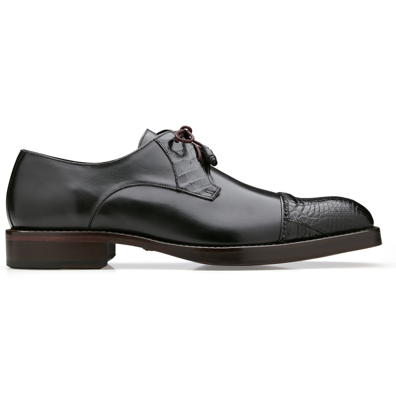Belvedere Bala Alligator & Calfskin Cap Toe Shoes Black Image