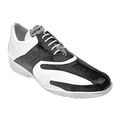 Belvedere Bene Ostrich & Calfskin Sneakers Black / White Image