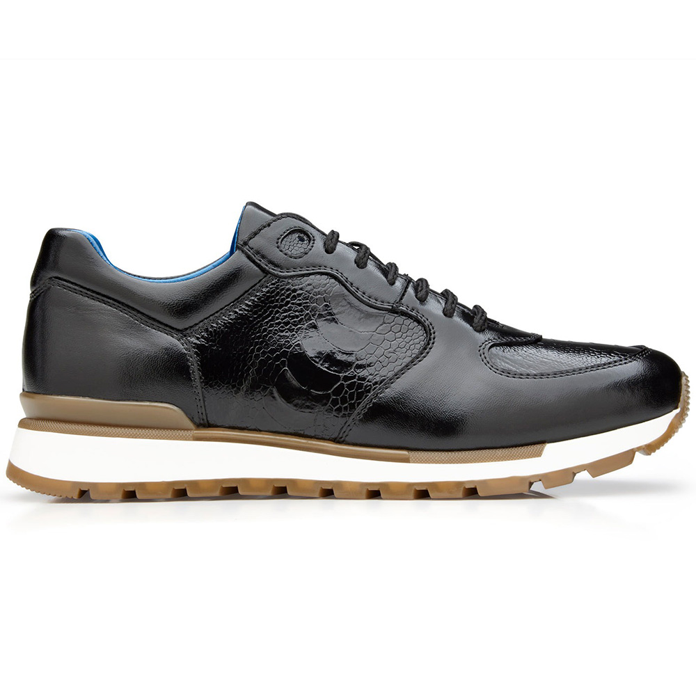 Belvedere Bobo Genuine Ostrich Leg / Calfskin Sneakers Black Image