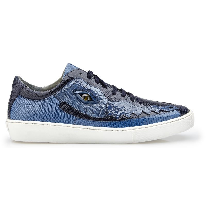 Belvedere Corona Crocodile & Lizard Sneakers Navy / Blue Jean Image