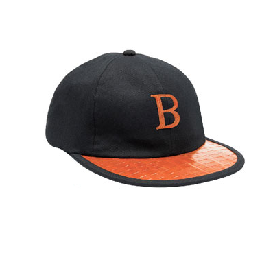 Belvedere Crocodile & Calfskin Baseball Cap Black / Orange Image