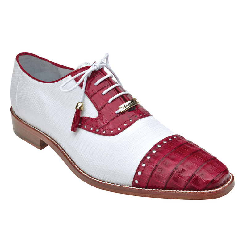 Belvedere Dotto Crocodile & Lizard Spectator Shoes White / Red Image