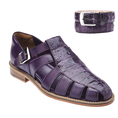 Belvedere Fabrizio 2 Crocodile &amp; Calfskin Sandals Purple Image