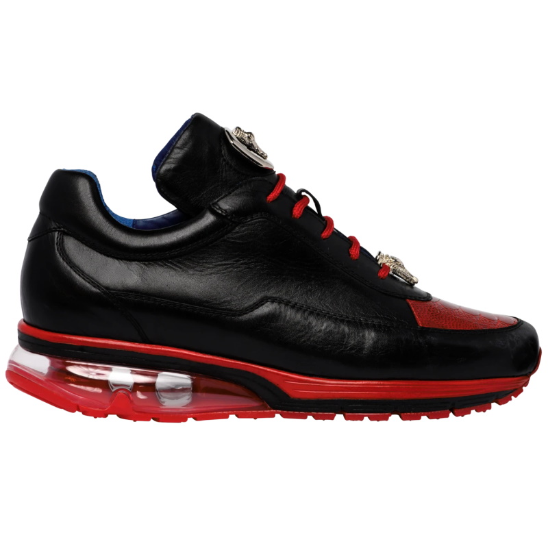 Belvedere Flash Ostrich Leg & Calf Sneakers Black / Red Image