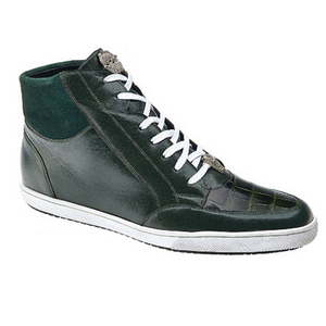 Belvedere Franco Crocodile &amp;amp; Soft Calfskin High Top Sneakers Grass Green Image