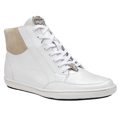 Belvedere Franco Crocodile & Soft Calfskin High Top Sneakers White Image