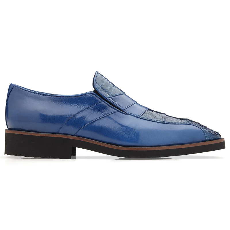 Belvedere Gavino Ostrich & Calfskin Loafers Royal Blue Image