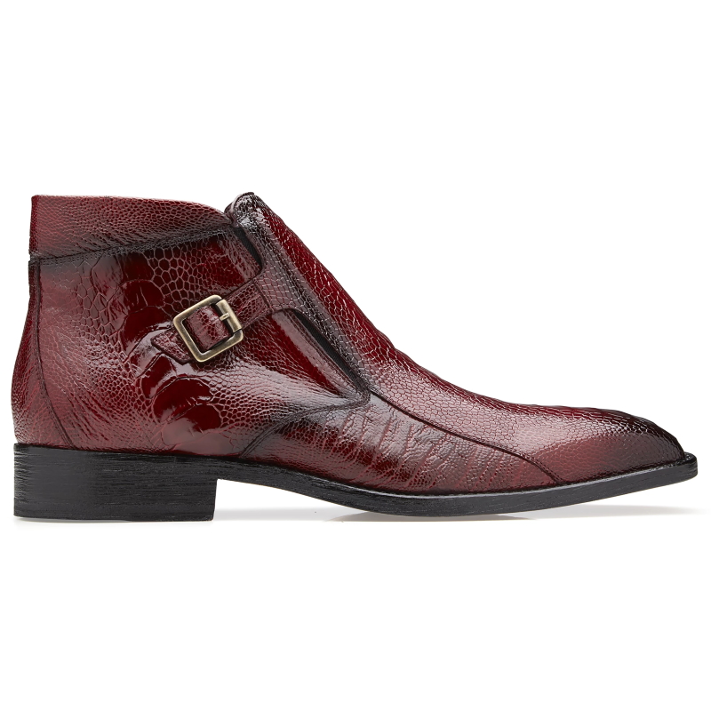 Belvedere Gregg Ostrich Ankle Boots Scarlet Red Image