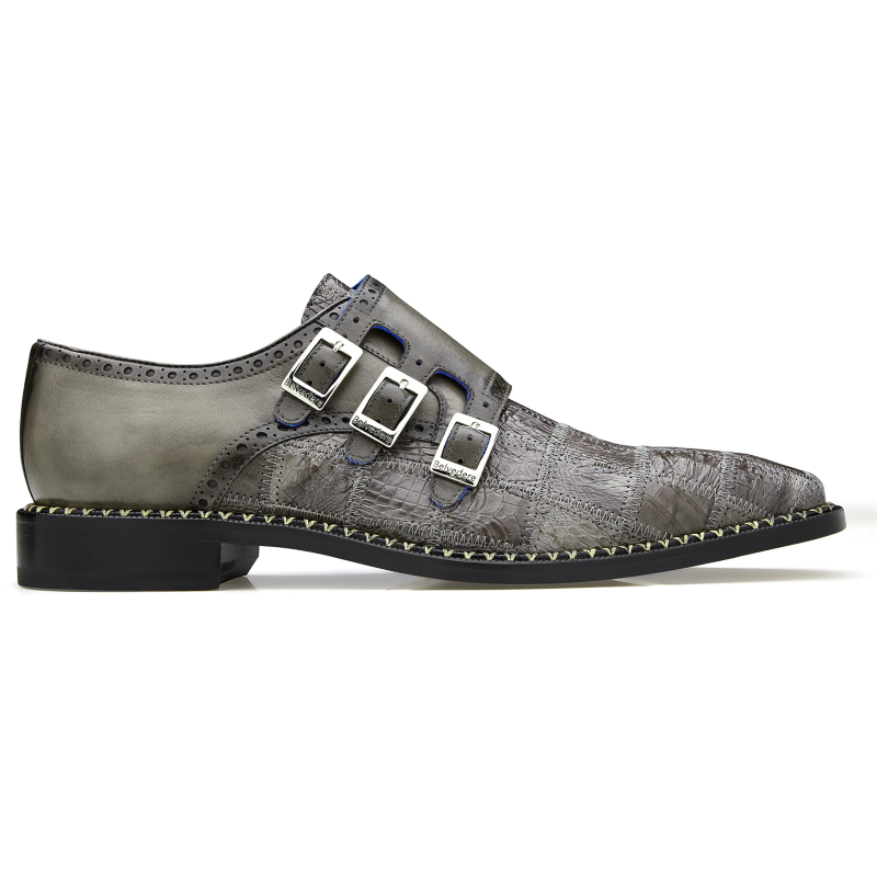 Belvedere Hurricane Caiman Monk Strap Shoes Gray Image