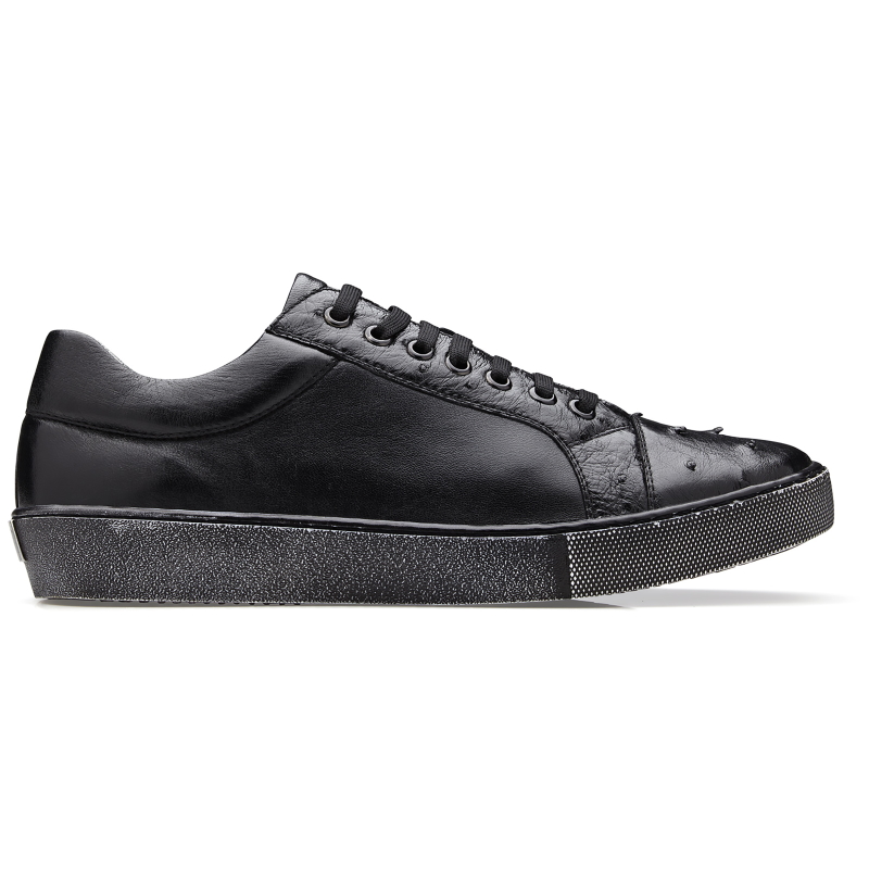 Belvedere Jacob Ostrich & Calfskin Sneakers Black Image