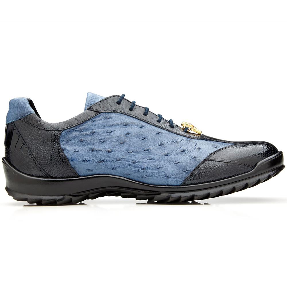 Belvedere Lando Genuine Ostrich Leg / Calfskin Sneakers Navy / Blue Image