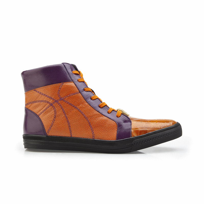 Belvedere Magic II Crocodile High Top Sneakers Orange/Purple Image