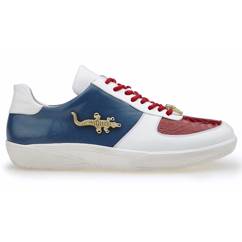 Belvedere Mario Crocodile & Calfskin Sneakers Red / White / Navy Image