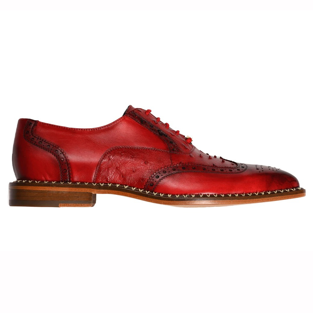 Belvedere Napoli Ostrich Quill / Calfskin Shoes Antique Red Image