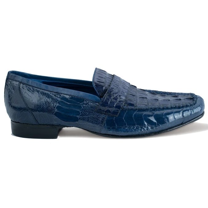 Belvedere Natale Caiman & Ostrich Loafers Navy Image