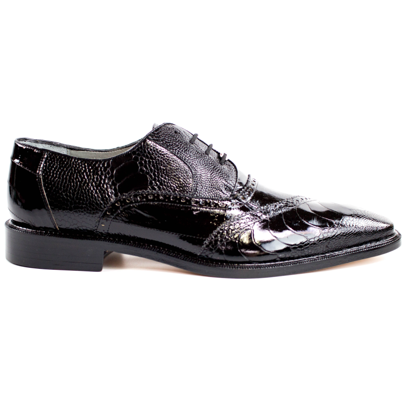 Belvedere Nino Eel & Ostrich Shoes Black Image